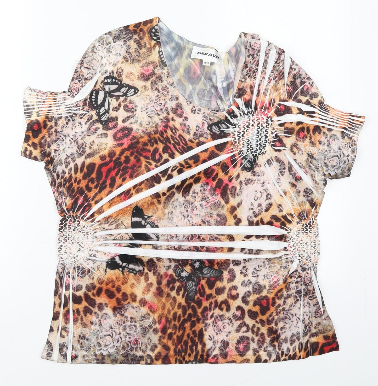 Womens UK Size 14 Gerard Brown Basic T-Shirt