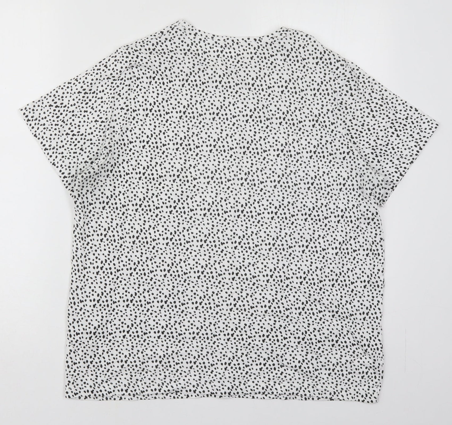 Dunnes Womens White  Cotton Basic T-Shirt Size XL Crew Neck - Spotted