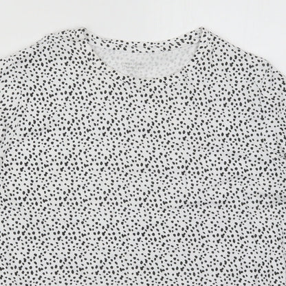 Dunnes Womens White  Cotton Basic T-Shirt Size XL Crew Neck - Spotted