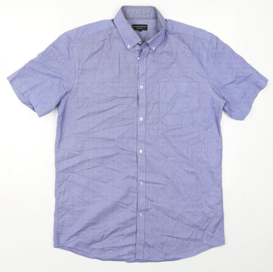 Taylor & Wright Mens Blue  Cotton  Button-Up Size 15.5 Collared Button