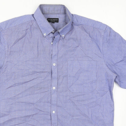 Taylor & Wright Mens Blue  Cotton  Button-Up Size 15.5 Collared Button