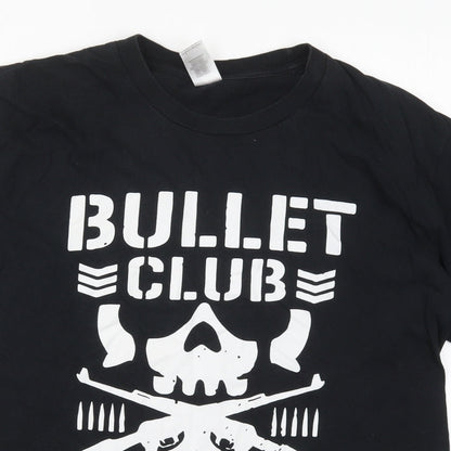 Gildan Mens Black  Cotton  T-Shirt Size L Crew Neck  - Bullet Club