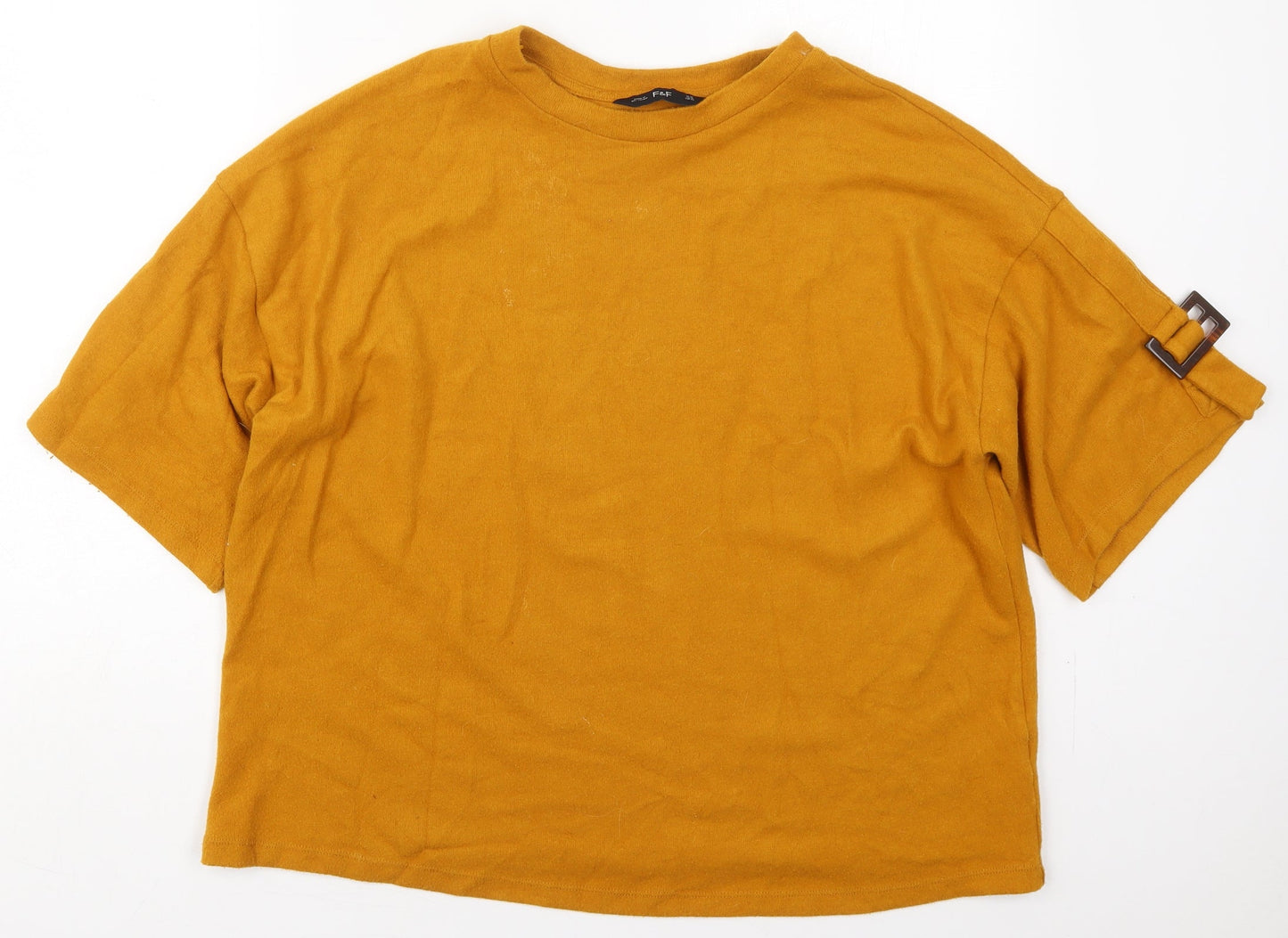 F&F Womens Orange  Polyester Basic T-Shirt Size 14 Crew Neck