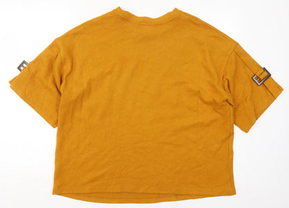 F&F Womens Orange  Polyester Basic T-Shirt Size 14 Crew Neck