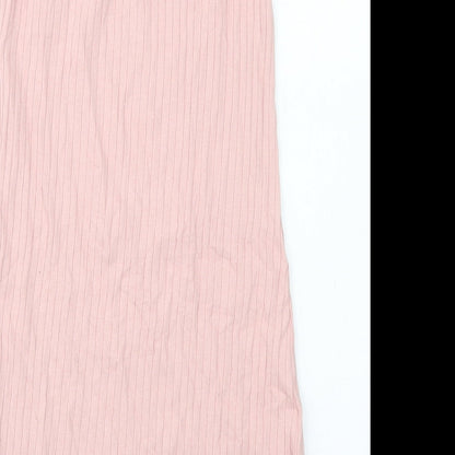 SheIn Girls Pink  Cotton Pencil Dress  Size 10 Years  Off the Shoulder  - Lettuce Edging