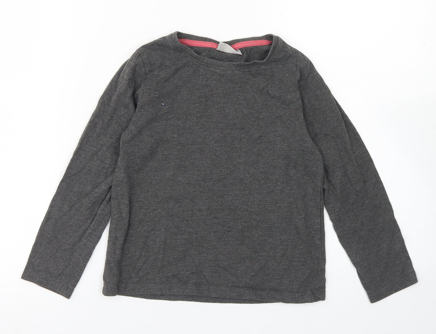 Matalan Girls Grey  Cotton Basic T-Shirt Size 7 Years Crew Neck
