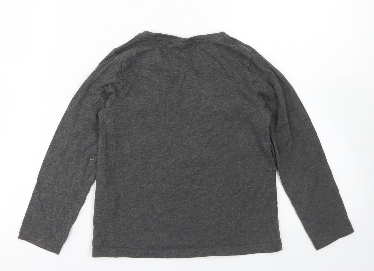 Matalan Girls Grey  Cotton Basic T-Shirt Size 7 Years Crew Neck
