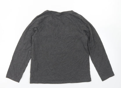 Matalan Girls Grey  Cotton Basic T-Shirt Size 7 Years Crew Neck