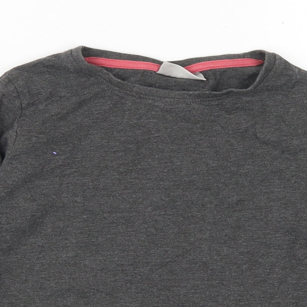 Matalan Girls Grey  Cotton Basic T-Shirt Size 7 Years Crew Neck