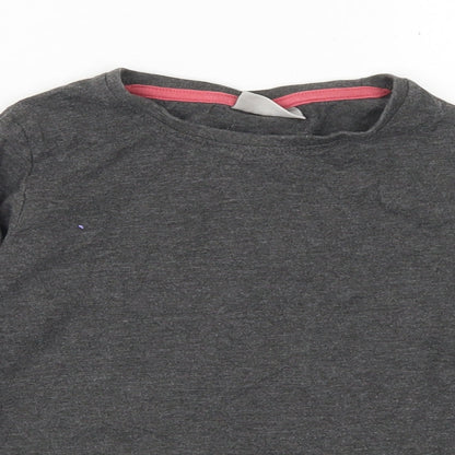Matalan Girls Grey  Cotton Basic T-Shirt Size 7 Years Crew Neck