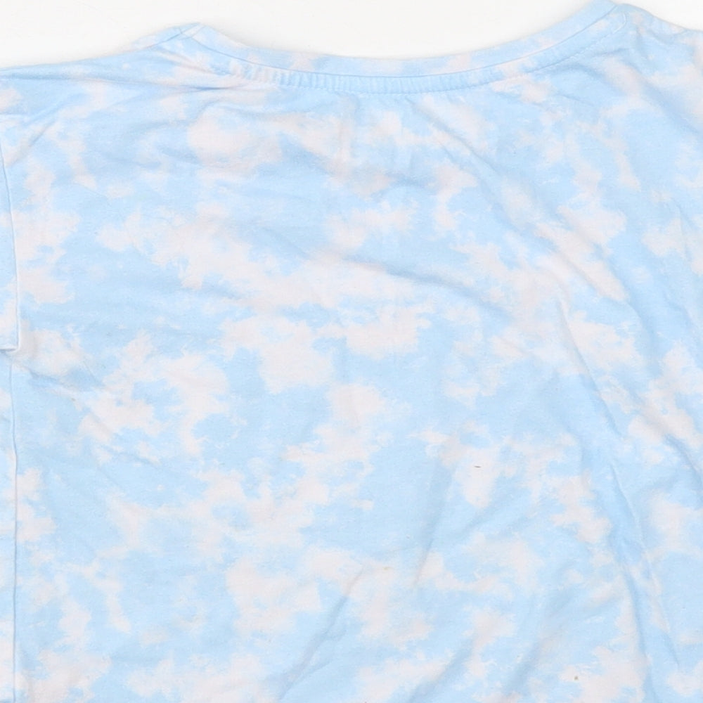 Dunnes Stores Girls Blue  Polyester Cropped T-Shirt Size 6-7 Years Crew Neck  - Tie Dye