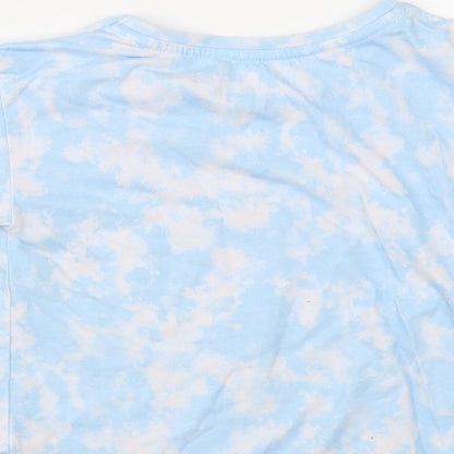 Dunnes Stores Girls Blue  Polyester Cropped T-Shirt Size 6-7 Years Crew Neck  - Tie Dye