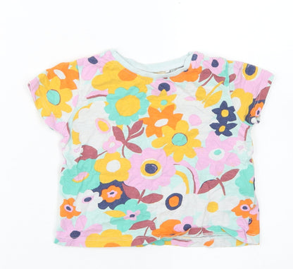 NEXT Girls Multicoloured Floral Cotton Basic T-Shirt Size 9-12 Months Crew Neck