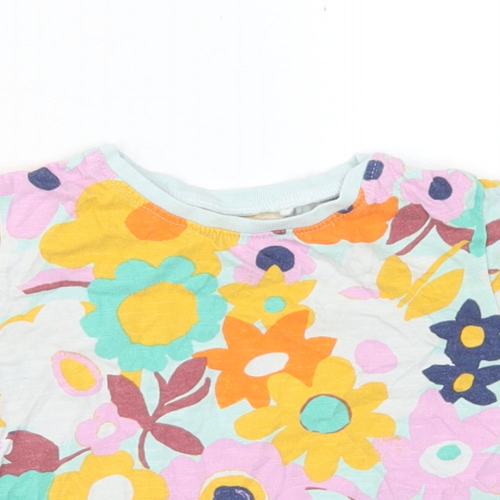 NEXT Girls Multicoloured Floral Cotton Basic T-Shirt Size 9-12 Months Crew Neck