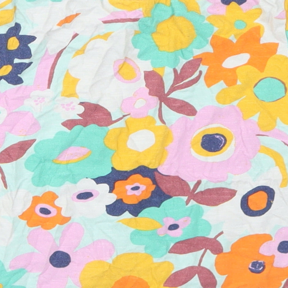 NEXT Girls Multicoloured Floral Cotton Basic T-Shirt Size 9-12 Months Crew Neck