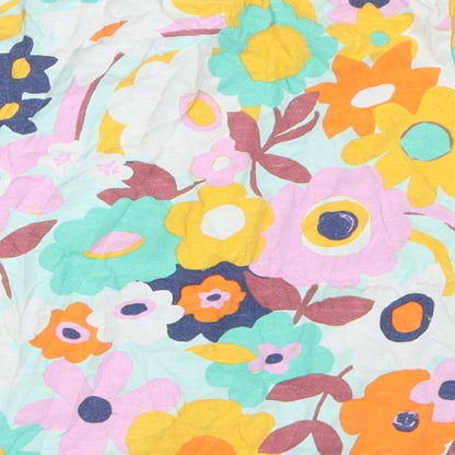 NEXT Girls Multicoloured Floral Cotton Basic T-Shirt Size 9-12 Months Crew Neck