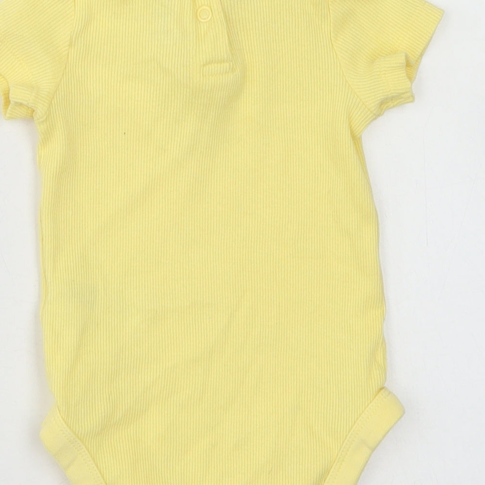 F&F Girls Yellow  Cotton Romper One-Piece Size 6-9 Months  Snap - Ruffle Neck