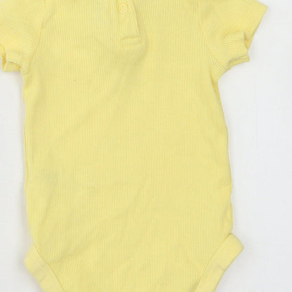 F&F Girls Yellow  Cotton Romper One-Piece Size 6-9 Months  Snap - Ruffle Neck
