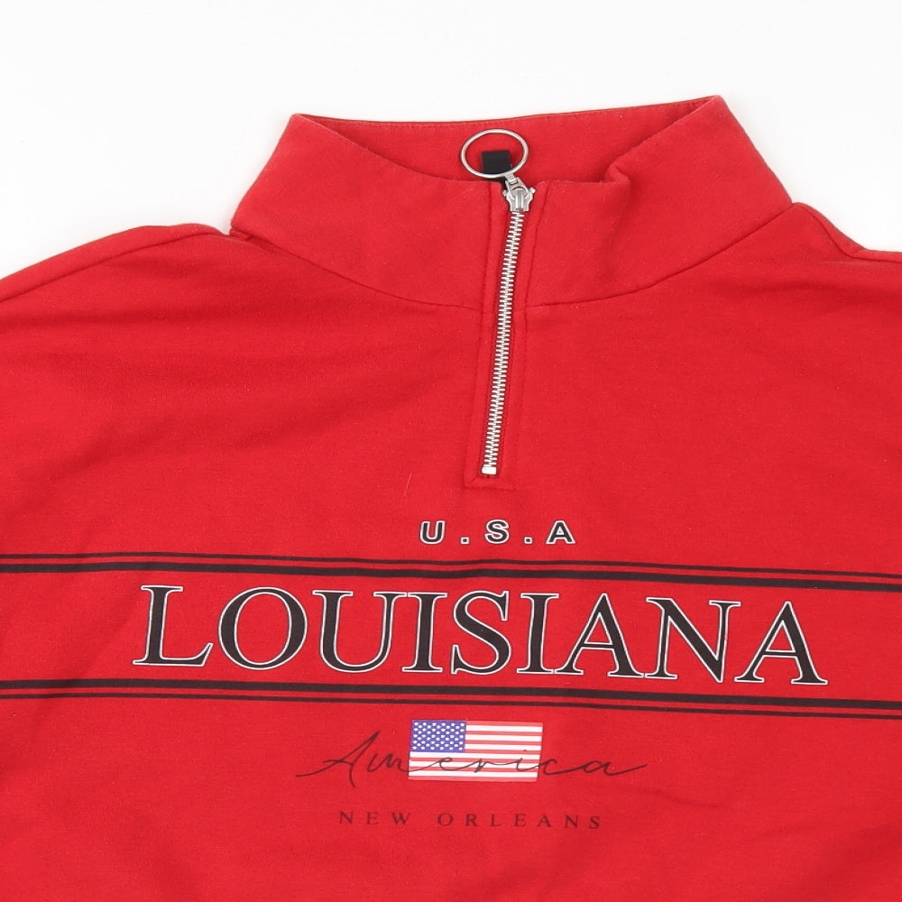 Divided Womens Red  Cotton Pullover Sweatshirt Size L   - Cropped, Louisiana
