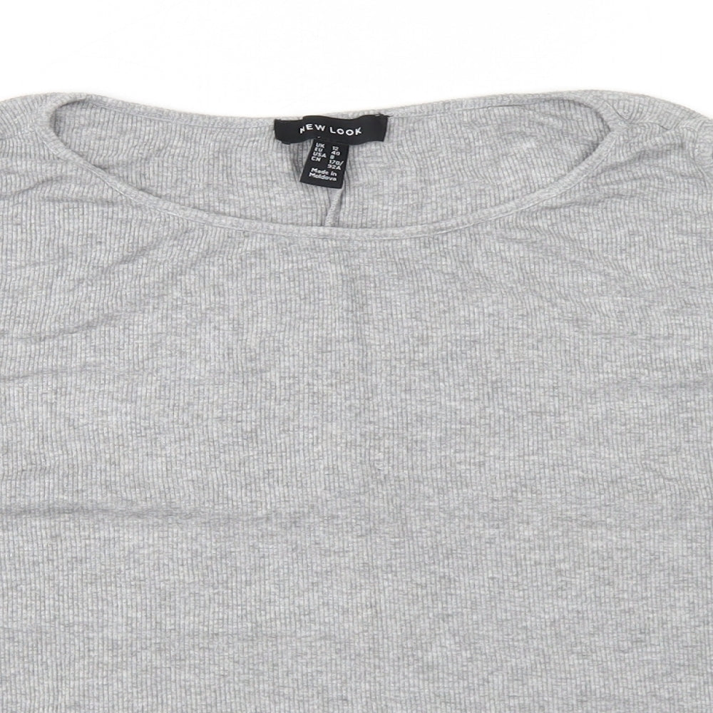 Womens UK Size 12 New Look Grey Basic T-Shirt