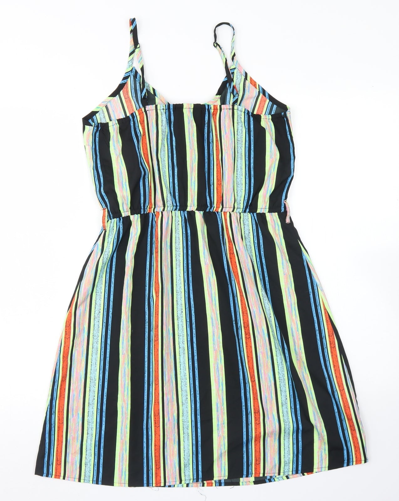 Pep & Co Womens Multicoloured Striped Polyester Slip Dress  Size 8  Round Neck