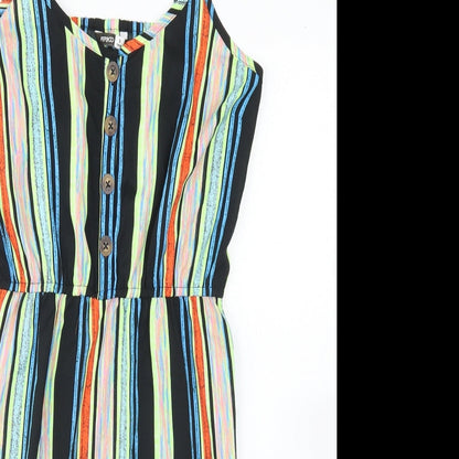 Pep & Co Womens Multicoloured Striped Polyester Slip Dress  Size 8  Round Neck