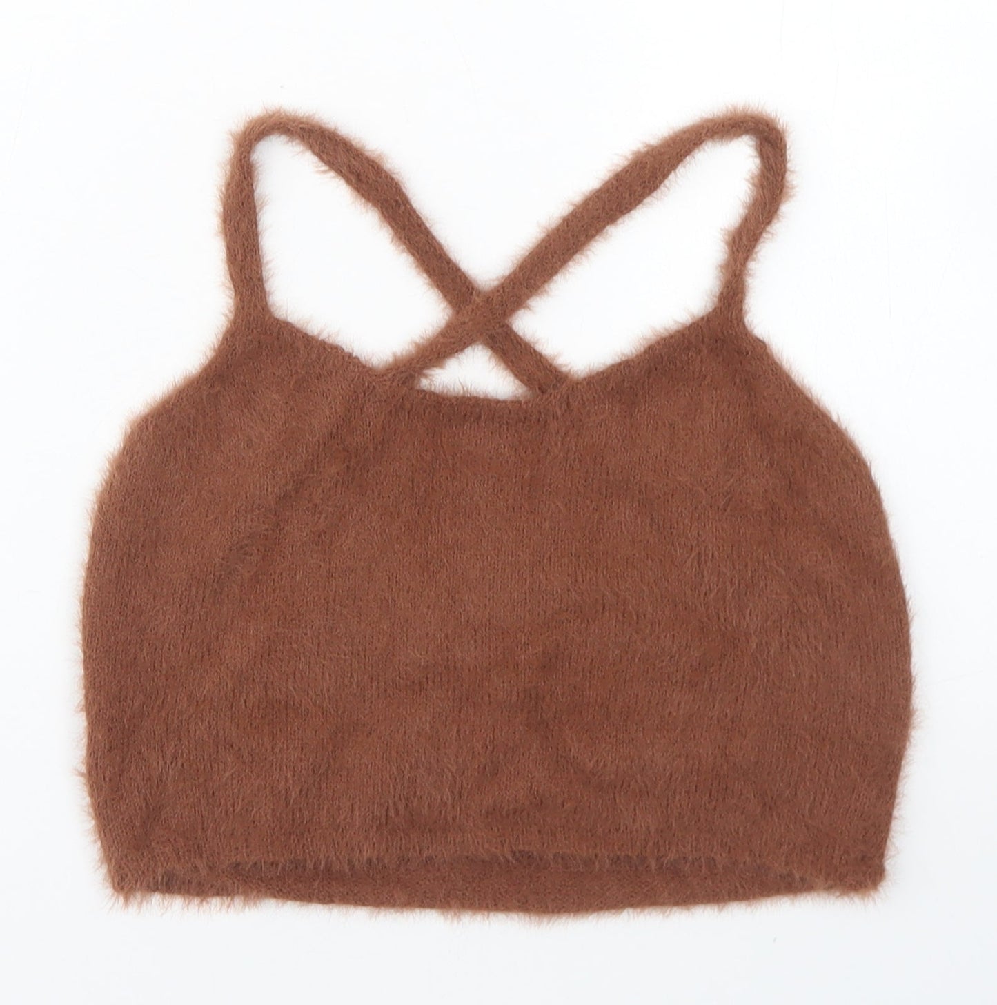Womens UK Size M PRETTYLITTLETHING Brown Cropped Tank