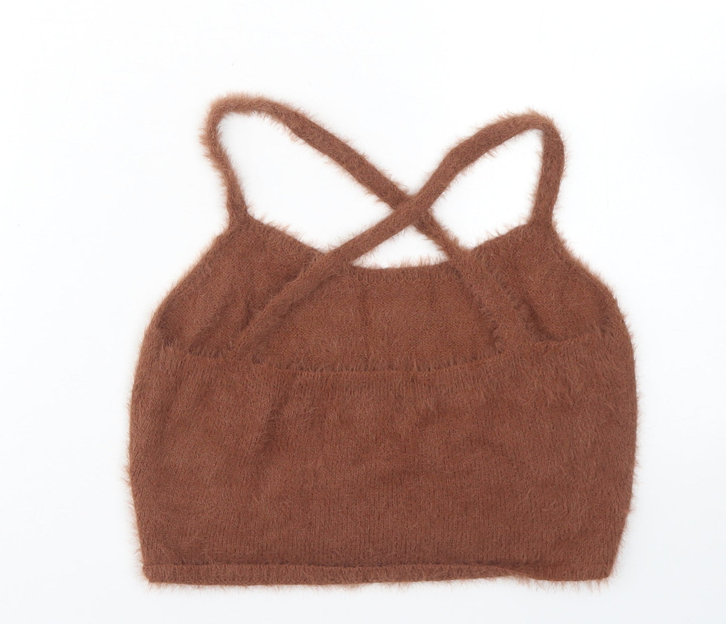 Womens UK Size M PRETTYLITTLETHING Brown Cropped Tank