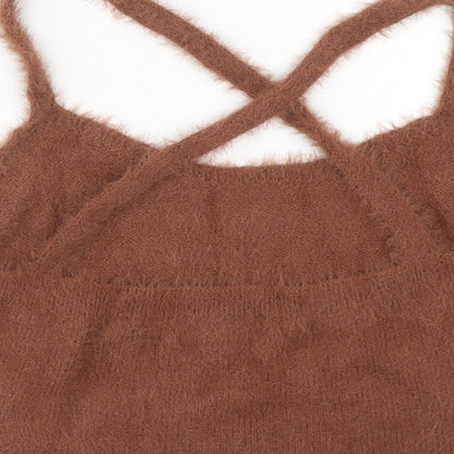 Womens UK Size M PRETTYLITTLETHING Brown Cropped Tank
