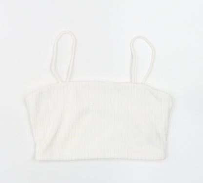 SheIn Womens White  Polyester Cropped Tank Size XS Square Neck