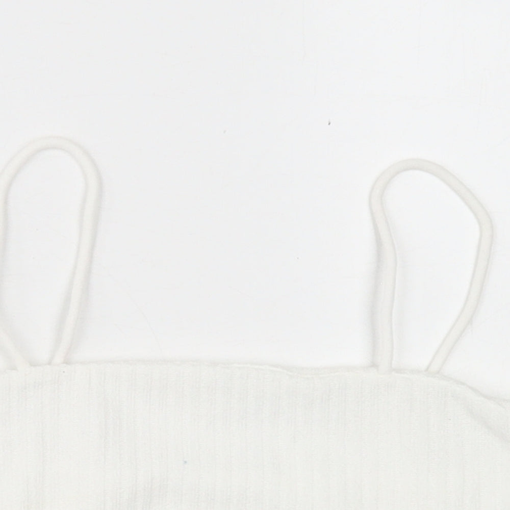 SheIn Womens White  Polyester Cropped Tank Size XS Square Neck