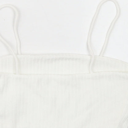 SheIn Womens White  Polyester Cropped Tank Size XS Square Neck