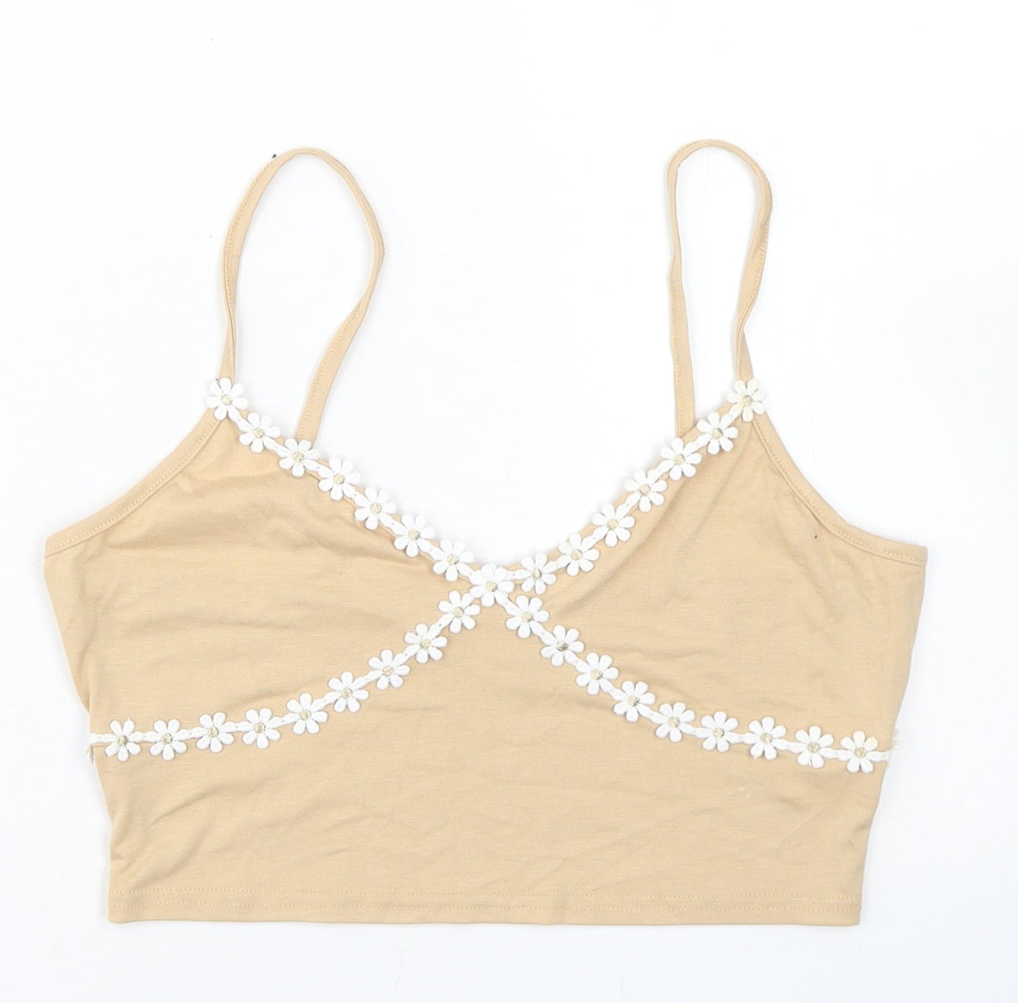 Womens UK Size M ROMWE Beige Cropped Tank