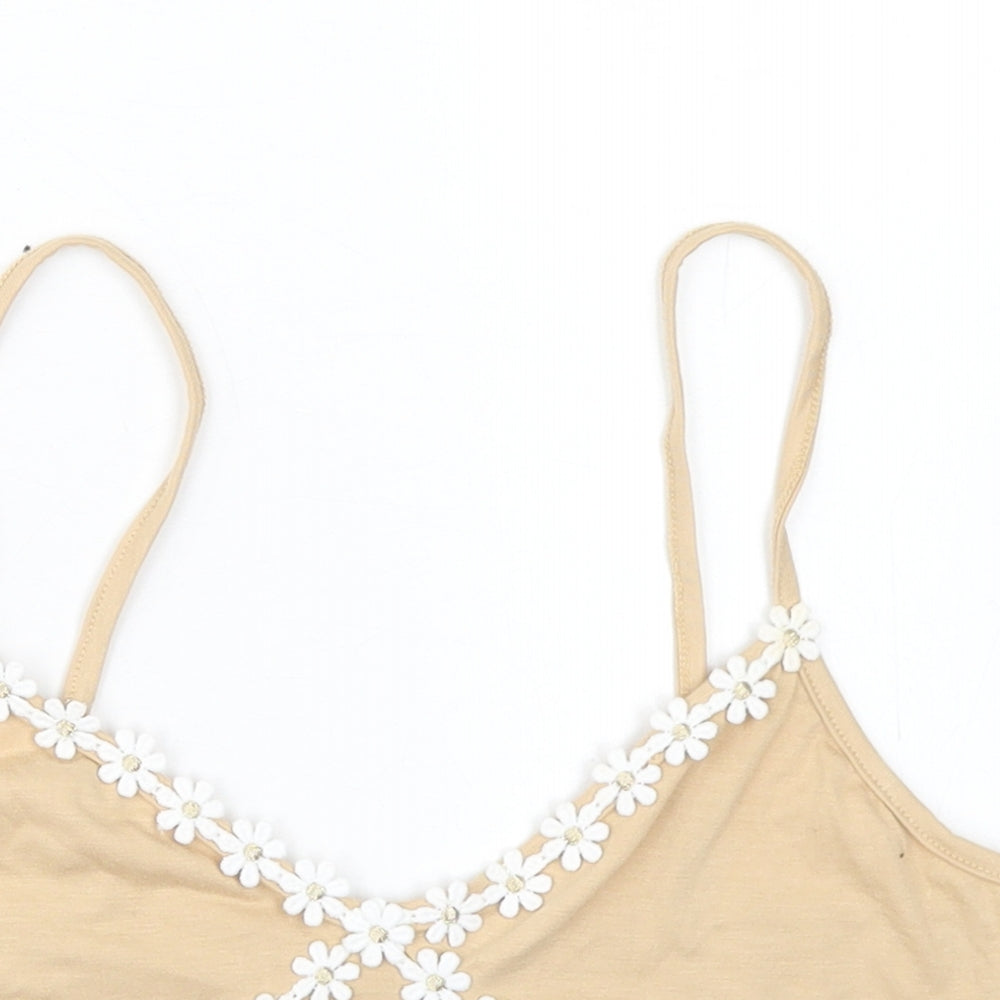 Womens UK Size M ROMWE Beige Cropped Tank