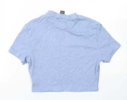 SheIn Womens Blue  Viscose Cropped T-Shirt Size M Crew Neck