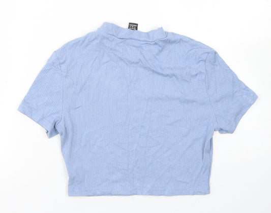 SheIn Womens Blue  Viscose Cropped T-Shirt Size M Crew Neck