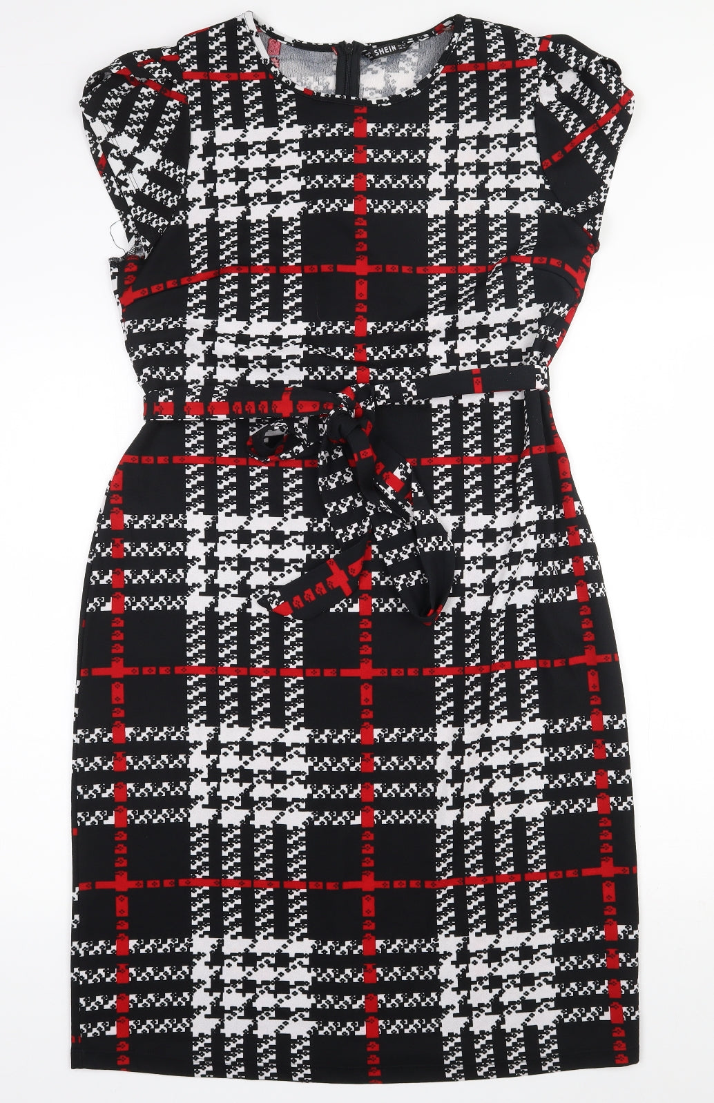 SheIn Womens Multicoloured Geometric Polyester Pencil Dress  Size XL  Round Neck Zip