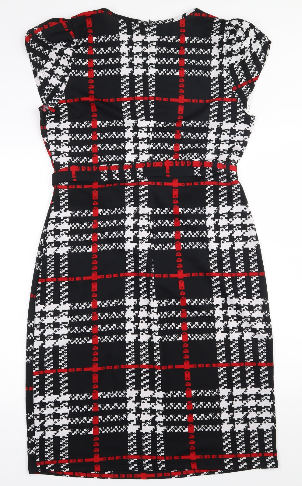 SheIn Womens Multicoloured Geometric Polyester Pencil Dress  Size XL  Round Neck Zip