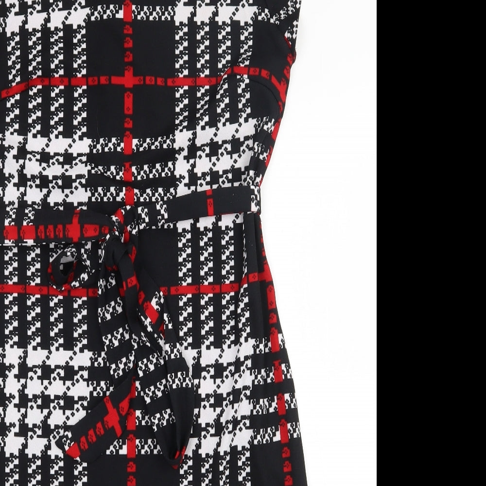 SheIn Womens Multicoloured Geometric Polyester Pencil Dress  Size XL  Round Neck Zip