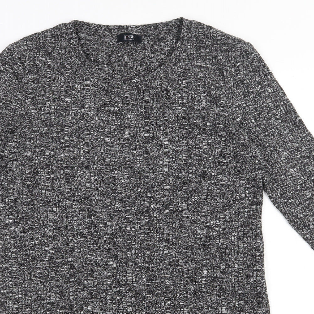 F&F Womens Grey Round Neck  Polyester Pullover Jumper Size 10