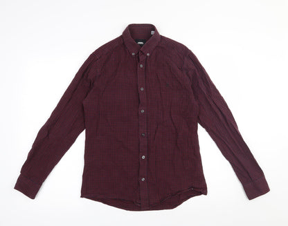 Mens UK Size S Burton Red  Button-Up Long Sleeve Casual Shirt
