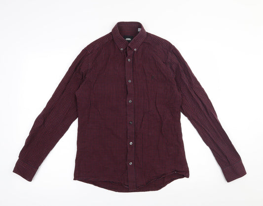 Mens UK Size S Burton Red  Button-Up Long Sleeve Casual Shirt