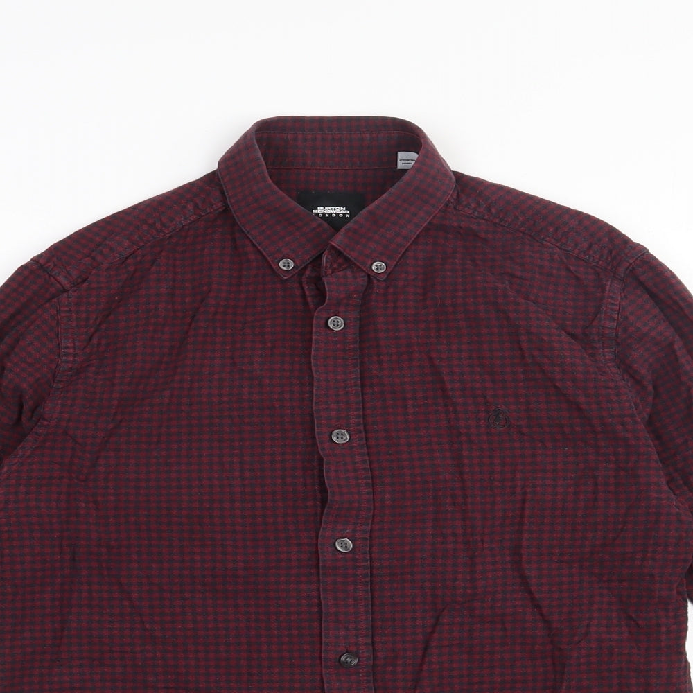 Mens UK Size S Burton Red  Button-Up Long Sleeve Casual Shirt