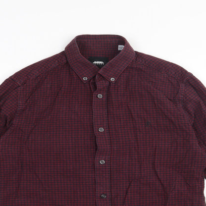 Mens UK Size S Burton Red  Button-Up Long Sleeve Casual Shirt