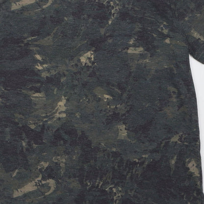 F&F Boys Green Camouflage Polyester Basic T-Shirt Size 8-9 Years Crew Neck Pullover - Attitude