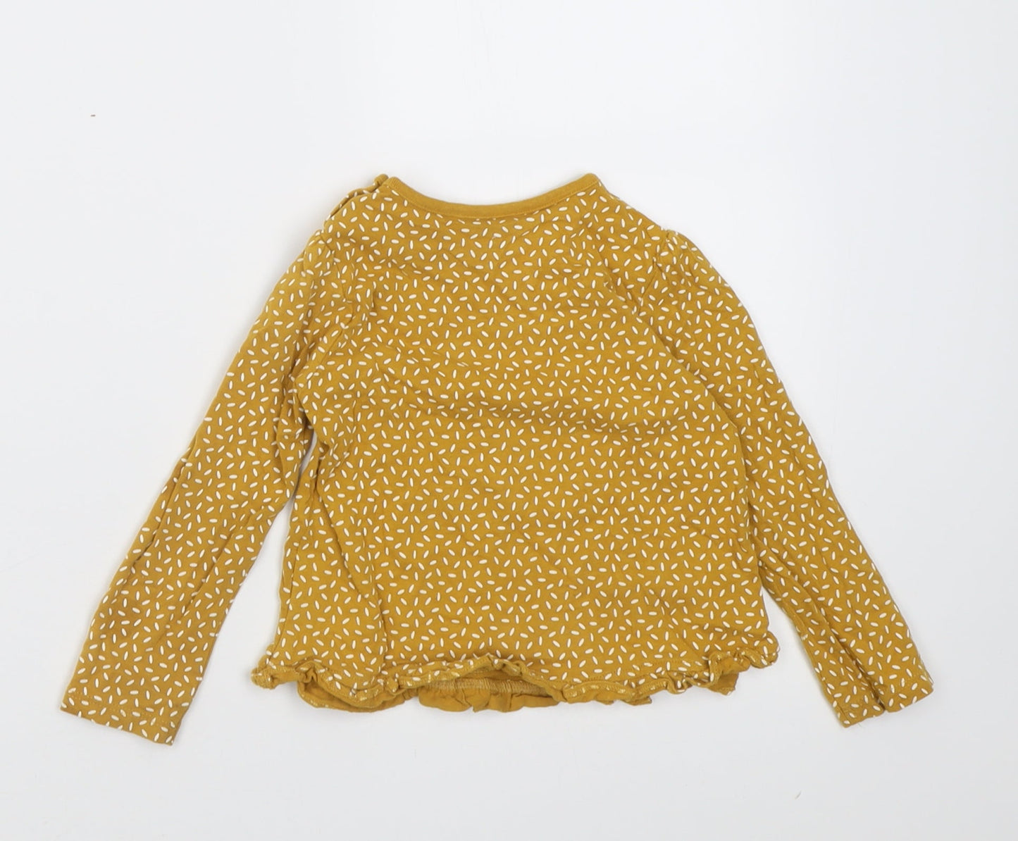 TU Girls Yellow Polka Dot Cotton Basic Casual Size 12-18 Months Crew Neck Pullover