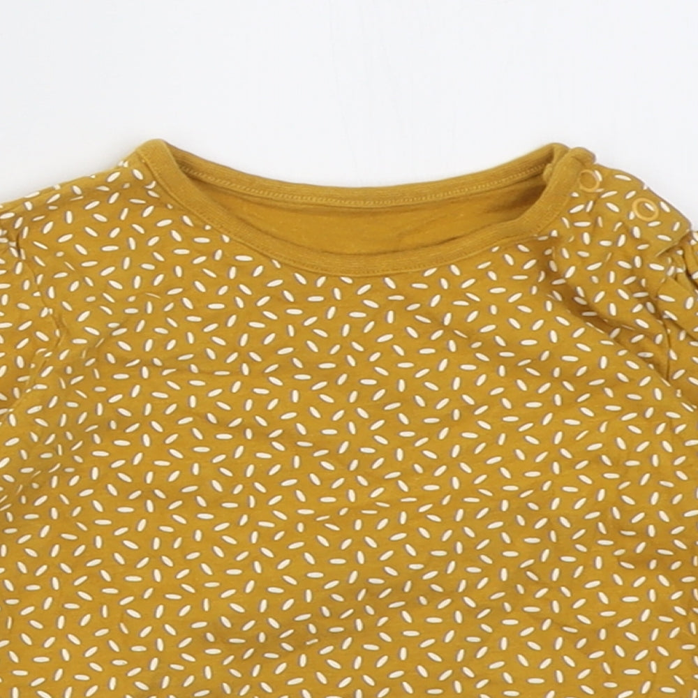 TU Girls Yellow Polka Dot Cotton Basic Casual Size 12-18 Months Crew Neck Pullover