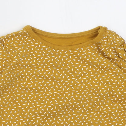 TU Girls Yellow Polka Dot Cotton Basic Casual Size 12-18 Months Crew Neck Pullover
