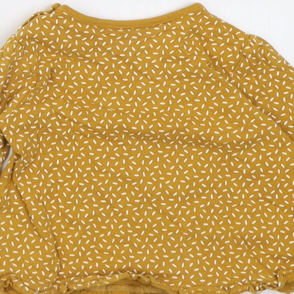 TU Girls Yellow Polka Dot Cotton Basic Casual Size 12-18 Months Crew Neck Pullover