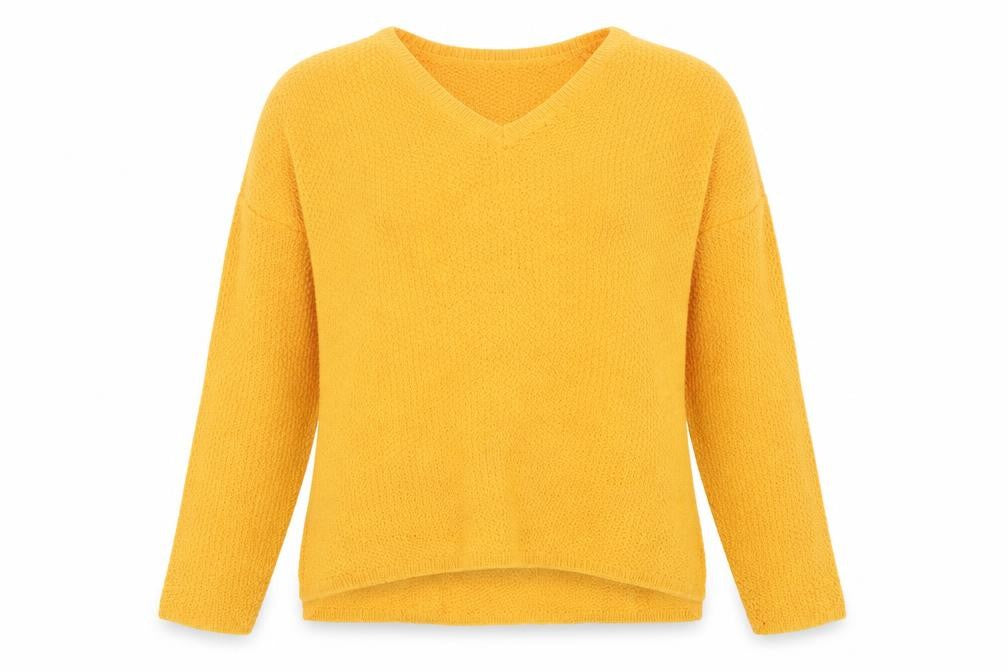 Primark Womens Yellow V-Neck  Polyester Pullover Jumper Size S